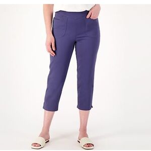 Denim & Co. indigo Pull on, V-Yoke Crop Pants, size Small